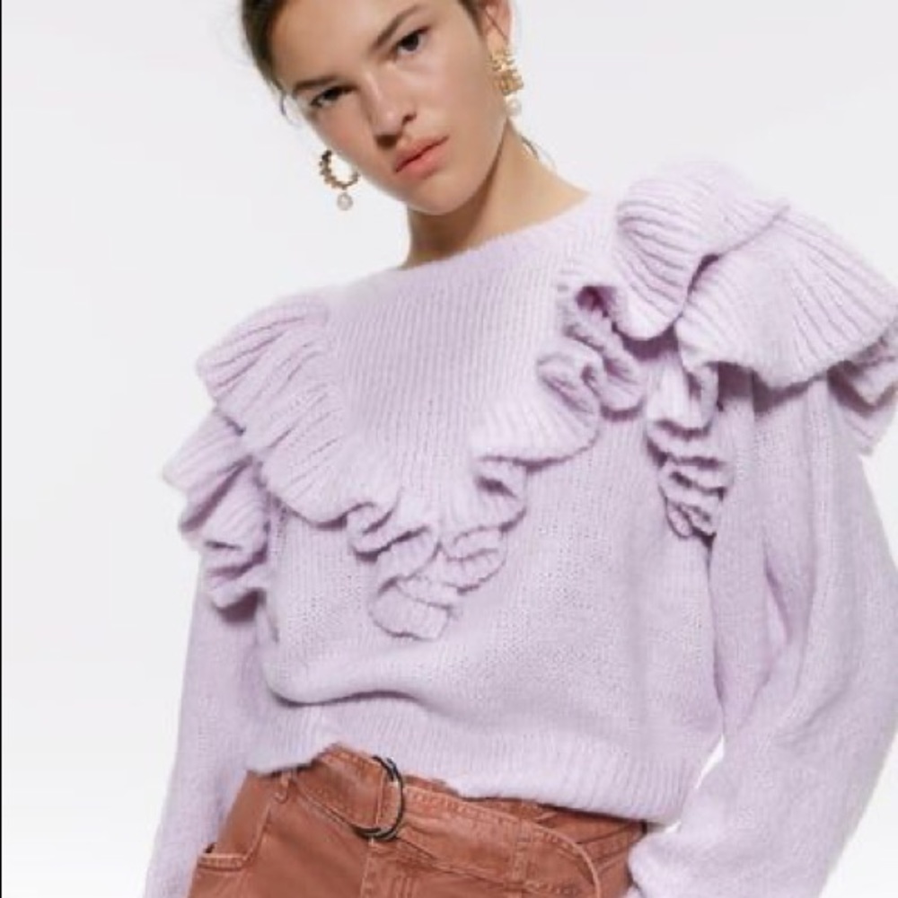 ZARA Knit Sweater with Ruffles